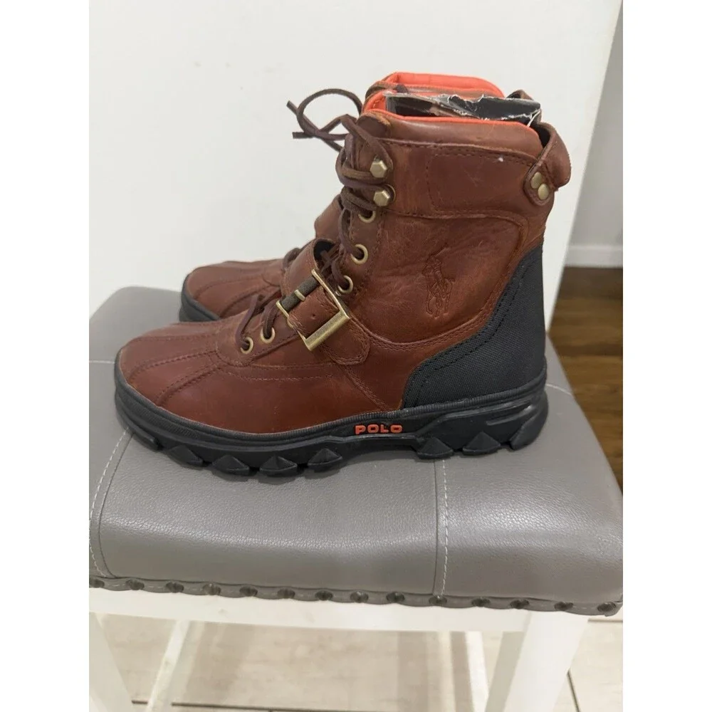 Polo Ralph Lauren  Low Buckle Size 9 D Mens Brown Waterproof Leather Boots